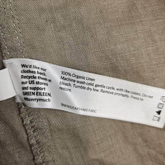 Eileen Fisher Moto Jacket Coated Organic Linen Asymmetric Casual Taupe Size PL - Picture 13 of 16